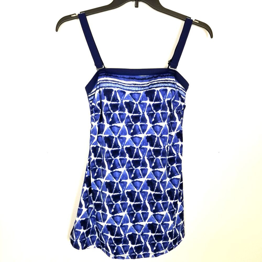 Maxine of Hollywood Women Atlantis‎ Retro One Piece Swimsuit Sz 8 Blue Geometric
